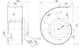Вентилятор Ebmpapst G3G180-EU60-01 центробежный EC