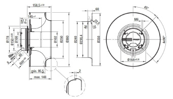 Вентилятор Ebmpapst R3G355-AM36-81 центробежный EC